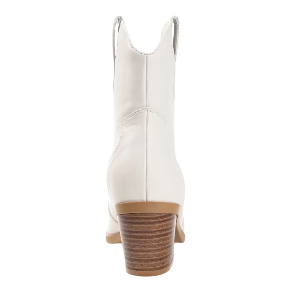 Journee Women's Becker Western Block Heel Cowboy Booties White Size 6 - Picture 3 of 5